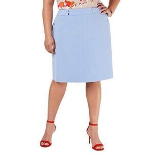 Trendy Plus Size A-Line Skirt Blue Pastel 20W